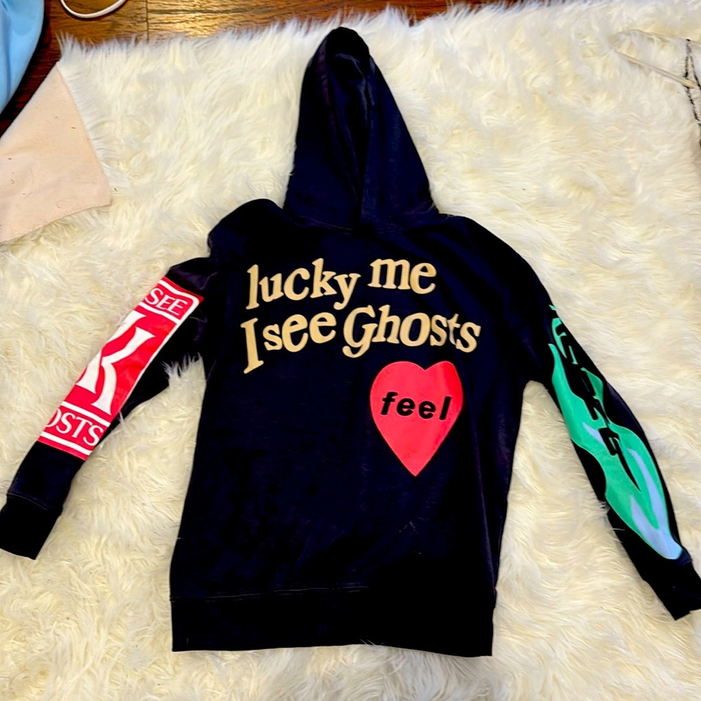 KANYE WEST MERCH: Lucky me I see ghost hoodie